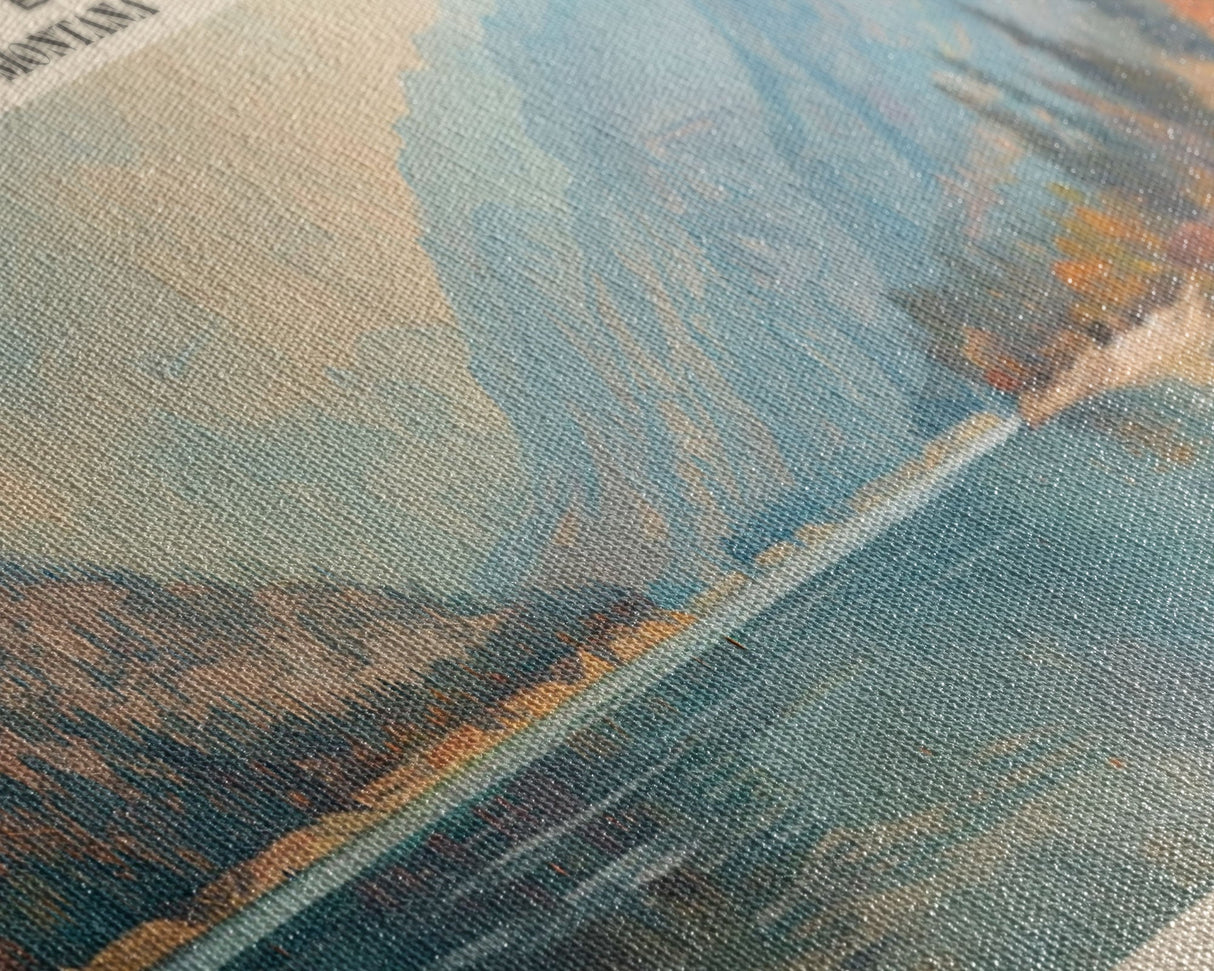 Canyon Ferry Lake Montana Framed Canvas Print, Lake House Art, Panoramic Wall Art, Travel Poster, Rustic Lake Painting, Nature Art