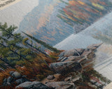 Castle Rock Lake Wisconsin Framed Canvas Print, Lake House Art, Panoramic Wall Art, Travel Poster, Modern Lake Painting, Home Decor