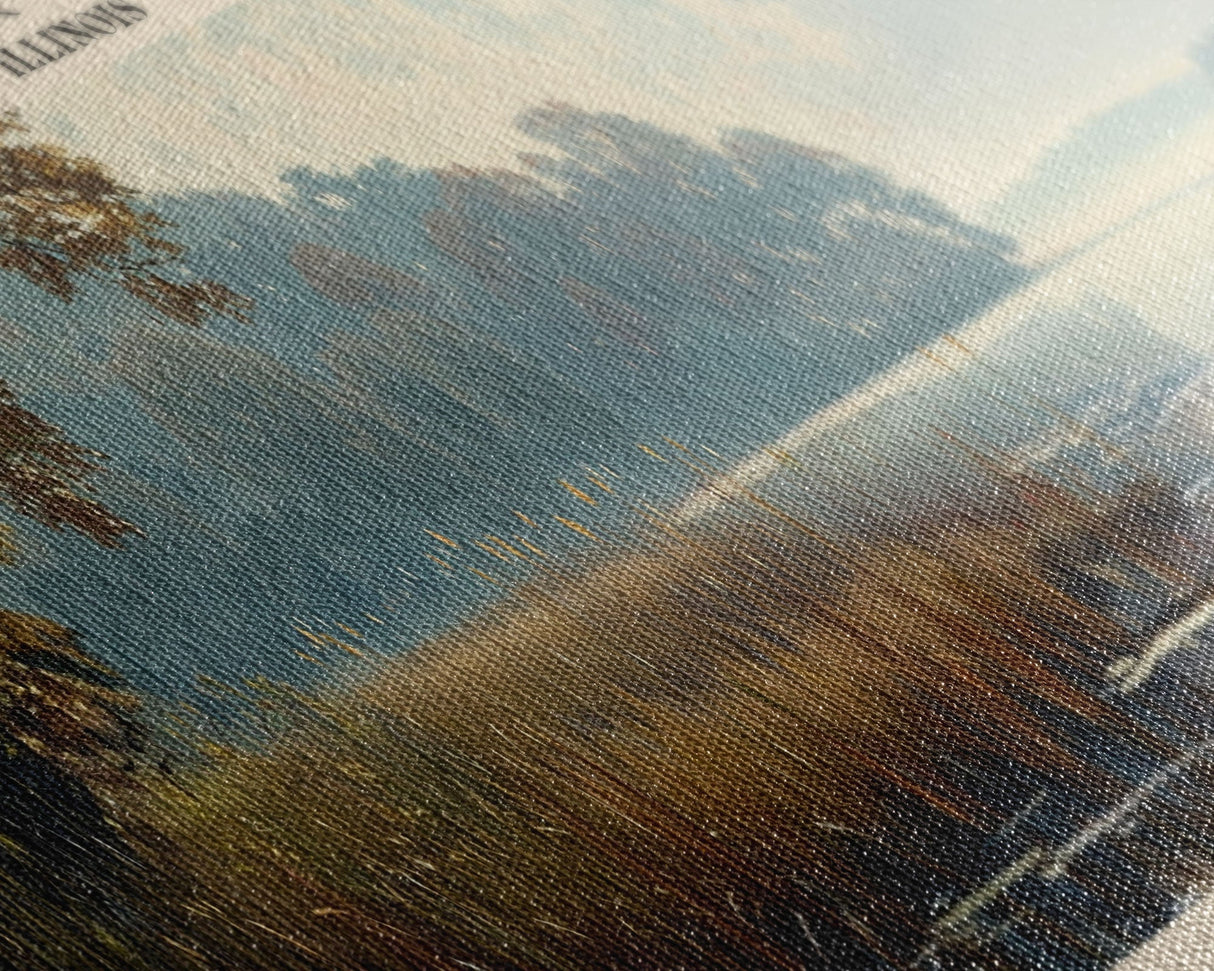 Cedar Lake Illinois Framed Canvas Print, Lake House Art, Panoramic Wide Art, Travel Poster, Minimalist Lake Painting, Home Decor