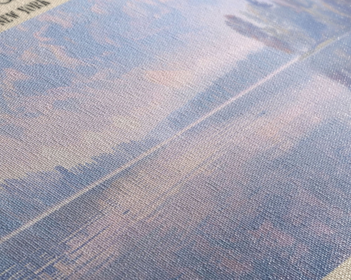 Chautauqua Lake New York Framed Canvas Print, Lake House Art, Panoramic Wide Wall Art, Travel Poster, Modern Lake Painting, Nature Art