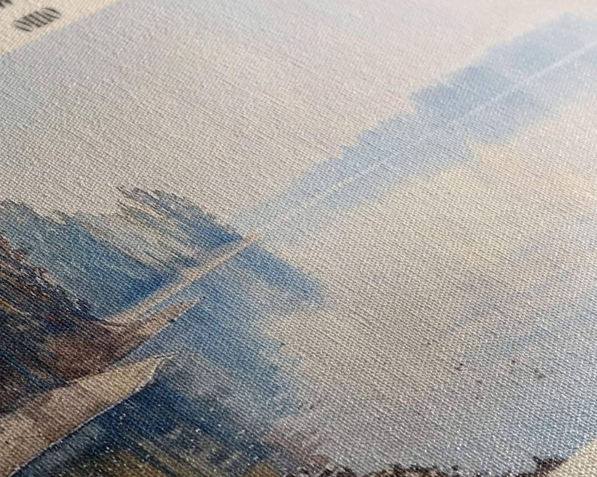 Chippewa Lake Ohio Framed Canvas Print, Lake House Decor, Panoramic Wide Art, Travel Poster, Modern Lake Painting, Nature Art