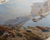 Choke Canyon Reservoir Framed Canvas Print, Panoramic Lake House Decor, Wide Wall Art, Travel Poster, Modern Lake Painting, Nature Art