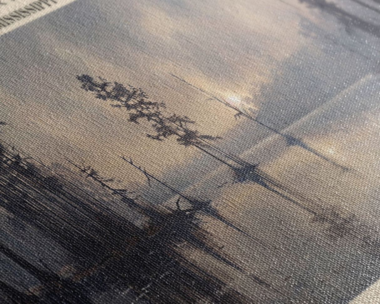 Clear Springs Lake Mississippi Framed Canvas Print, Panoramic Lake House Decor, Wide Wall Art, Travel Poster, Modern Lake Painting, Nature Art