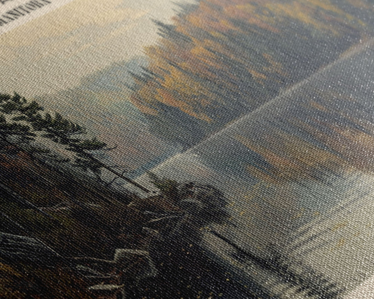 Cormorant Lake Framed Canvas Print, Lake House Decor, Panoramic Wide Art, Travel Poster, Rustic Lake Painting, Home Decor