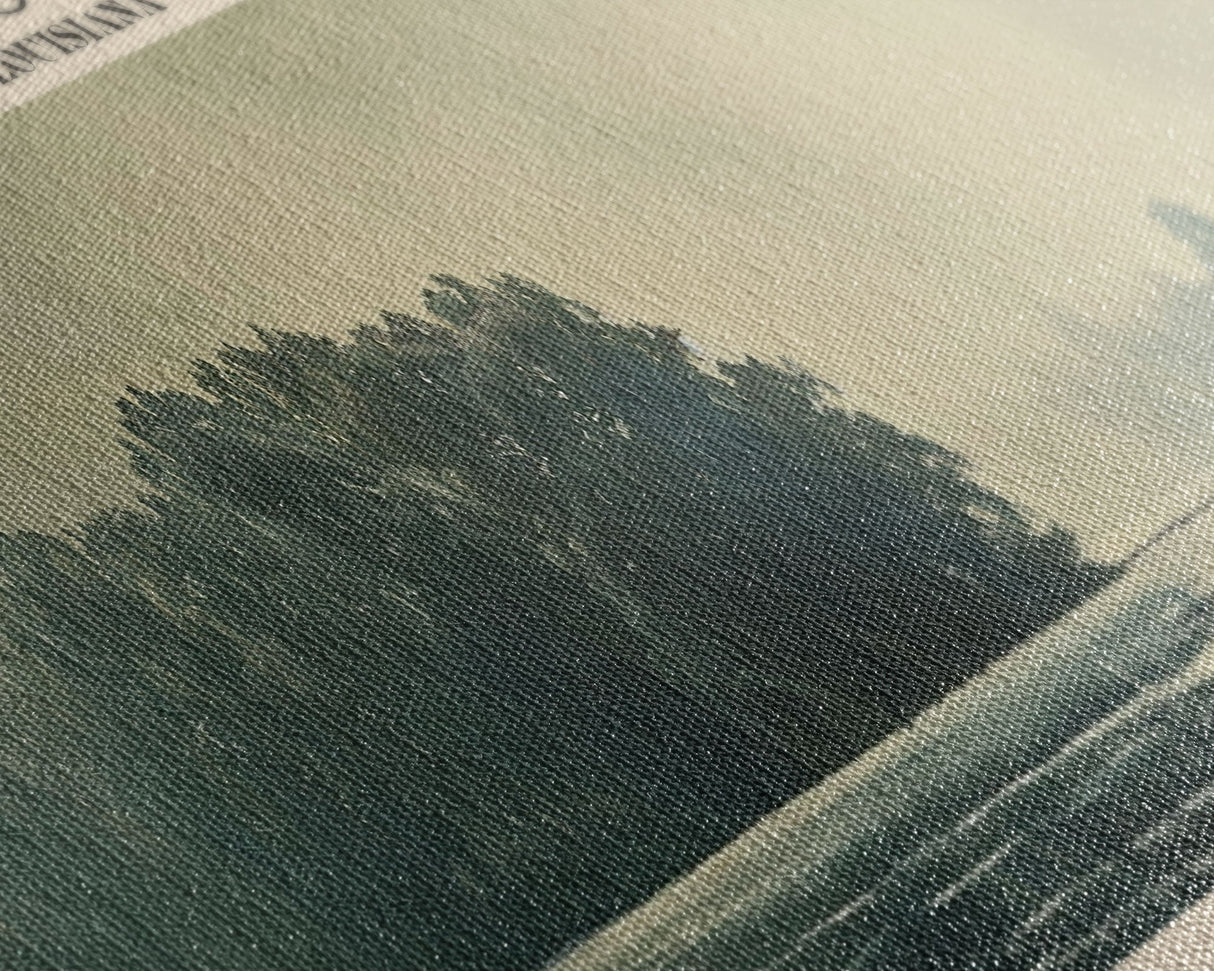 Crooked Lake Michigan Framed Canvas Print, Lake House Art, Panoramic Wall Art, Travel Poster, Minimalist Lake Painting, Home Decor