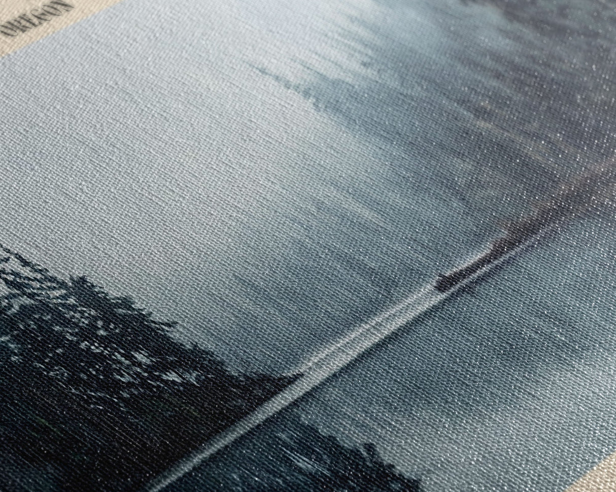 East Lake Oregon Framed Canvas Print, Panoramic Lake House Decor, Wall Art, Travel Poster, Rustic Lake Painting, Home Decor