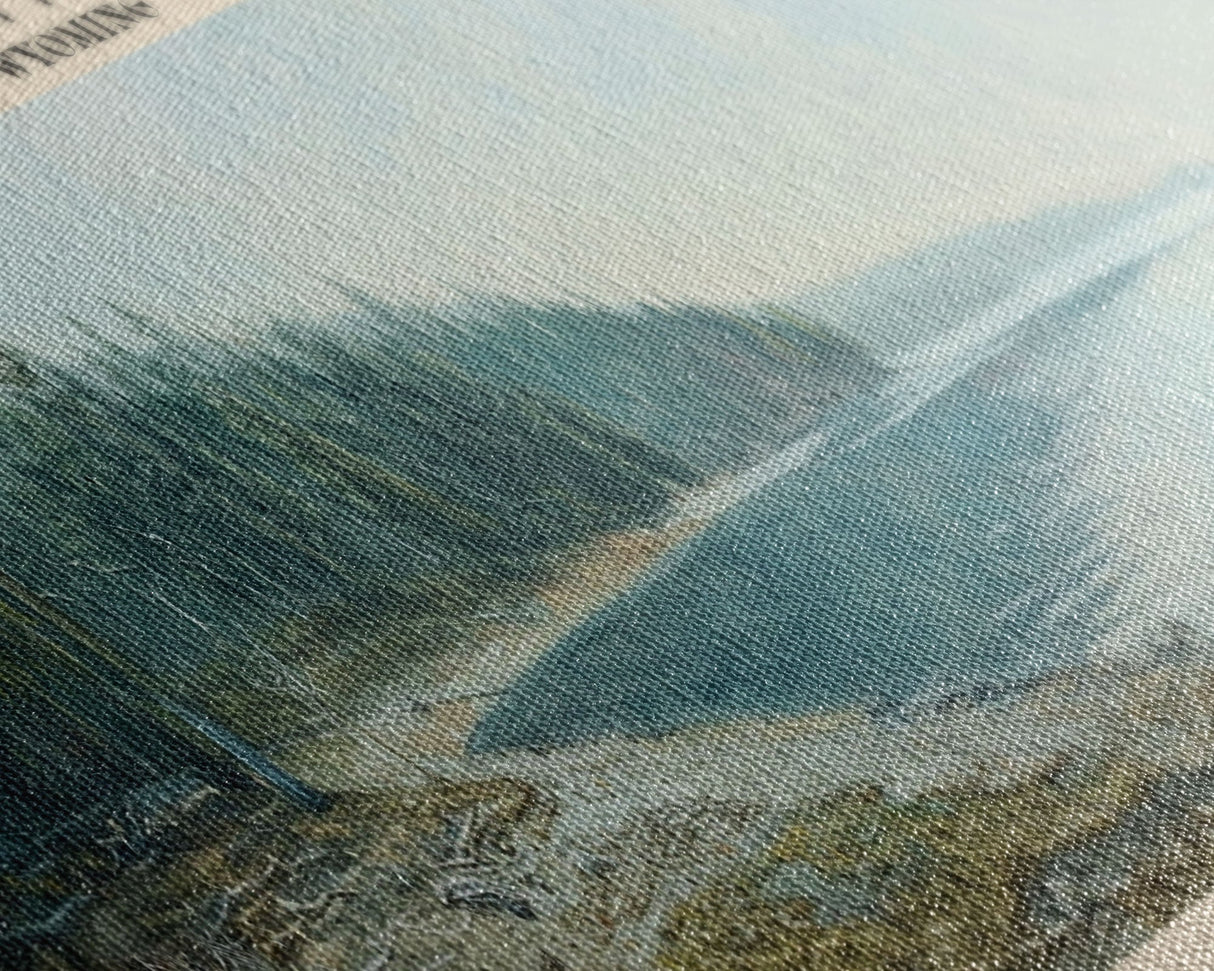 Emma Matilda Lake Wyoming Framed Canvas Print, Lake House Decor, Panoramic Wall Art, Travel Poster, Modern Lake Painting, Nature Art