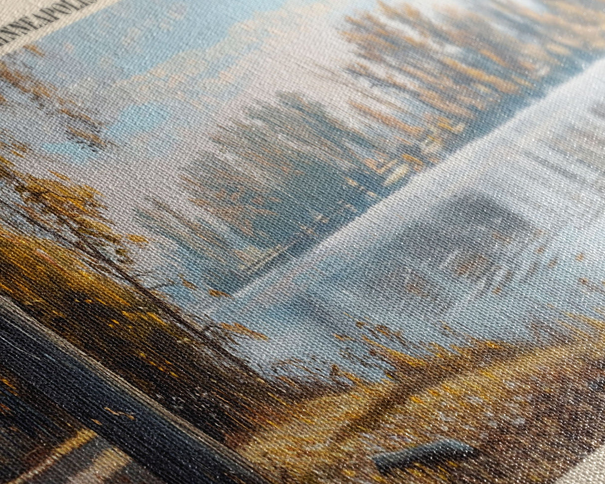 Gull Lake Minneapolis Framed Canvas Print, Lake House Art, Panoramic Wall Art, Travel Poster, Serene Lake Painting, Home Decor