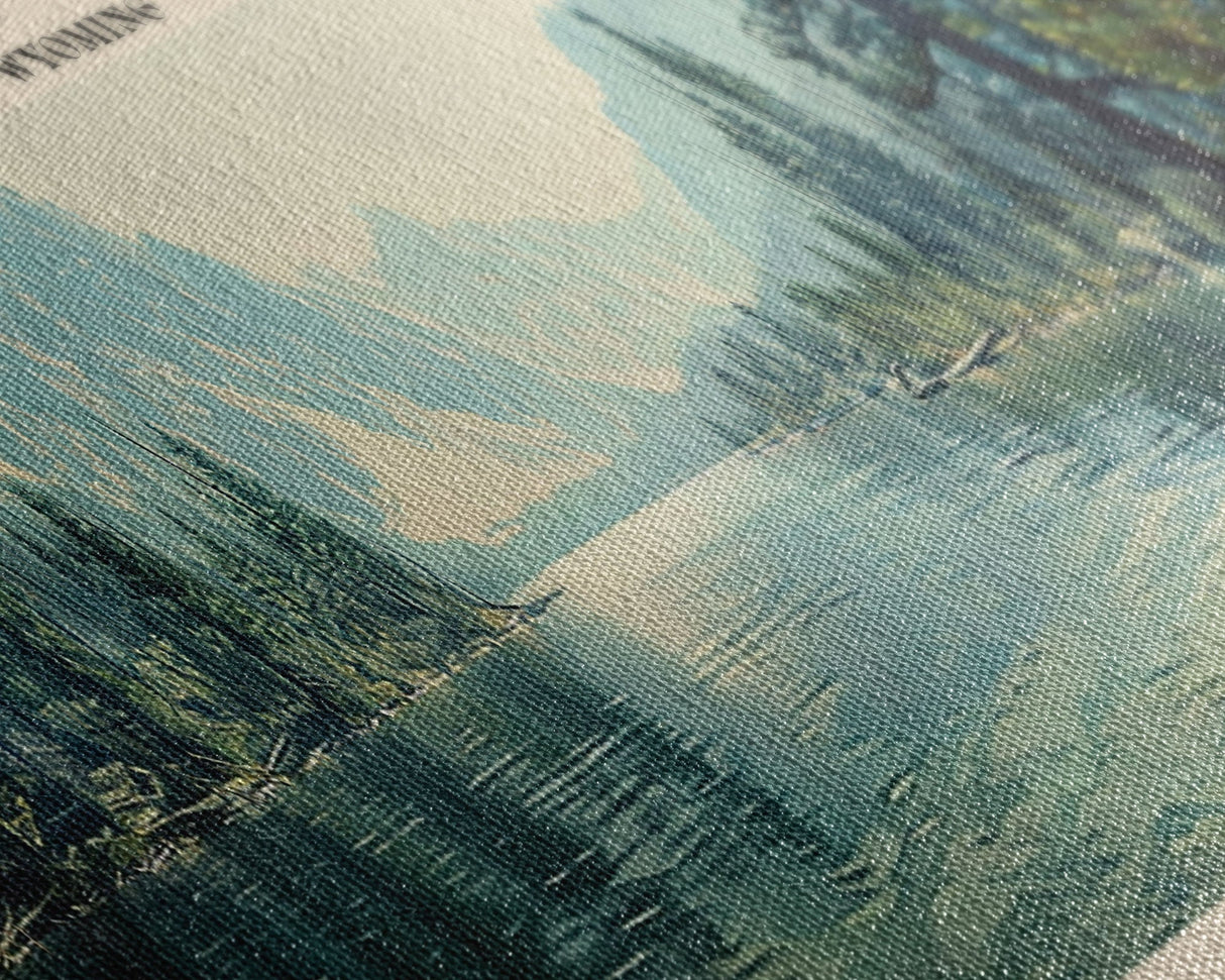 Jenny Lake Wyoming Framed Canvas Print, Lake House Decor, Panoramic Wall Art, Travel Poster, Beautiful Lake Painting, Nature Art