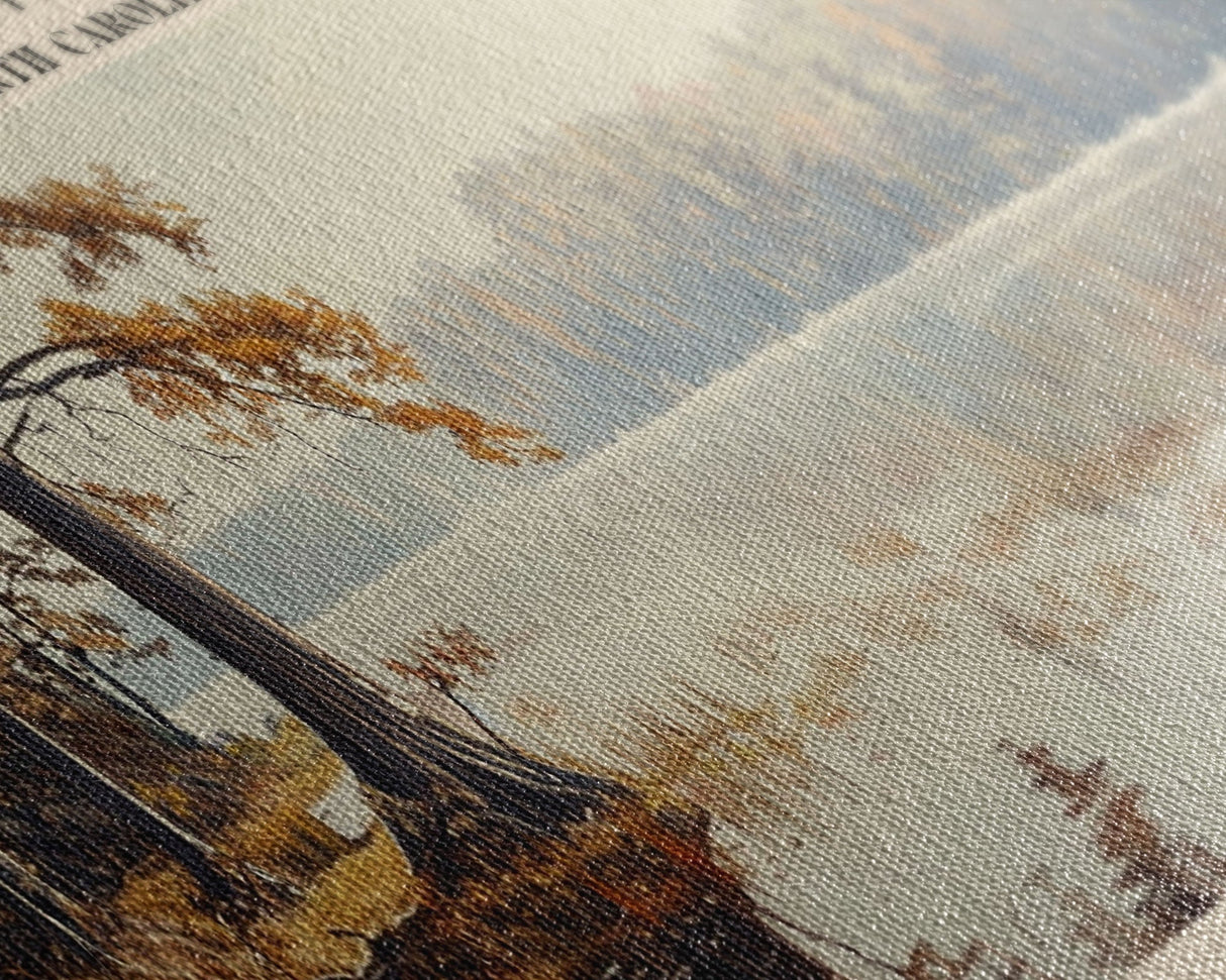 Jordan Lake North Carolina Framed Canvas Print, Lake House Art, Panoramic Travel Poster, Wall Art, Stunning Lake Painting, Home Decor