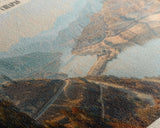 La Angustura Dam Framed Canvas Print, Lake House Art, Panoramic Wall Art, Travel Poster, Beautiful Lake Painting, Home Decor