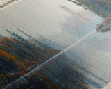 Lac La Plonge Lake Billy Chinook Oregon Framed Canvas Print, Panoramic Lake House Decor, Wall Art, Travel Poster, Scenic Lake Painting, Home Decor