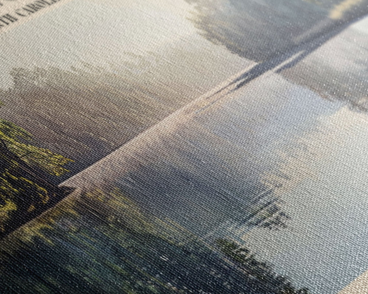 Lake Norman North Carolina Framed Canvas Print, Lake House Decor, Panoramic Wall Art, Travel Poster, Scenic Landscape Painting, Contemporary Art