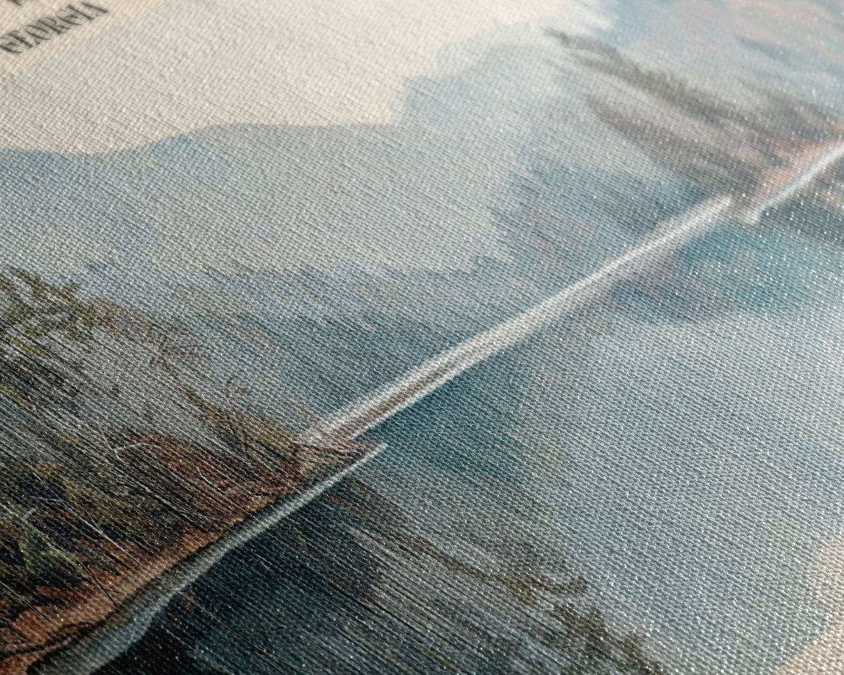 Lake Rabun Georgia Framed Canvas Print, Lake House Decor, Panoramic Wall Art, Travel Poster, Serene Landscape Painting, Living Room Decor