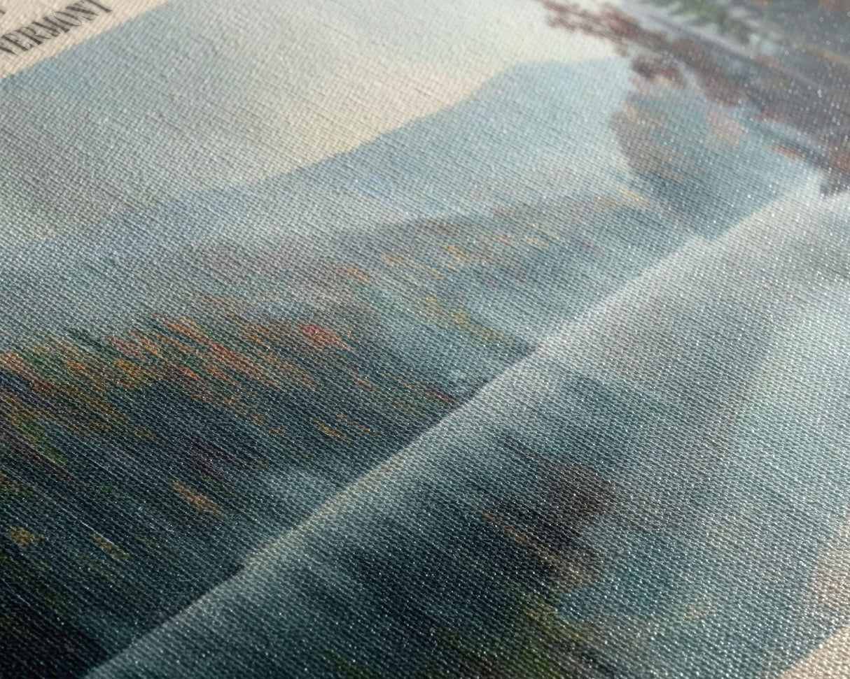 Lake Saint Catherine, Boho Art, Scenic Landscape, Travel Poster Art, Wall Art, Home Decor, Nature Scene, Lake Painting, Minimalist Art, Living Room Decor, Travel Print, Framed Canvas Print, Lake House Decor, Panoramic Print