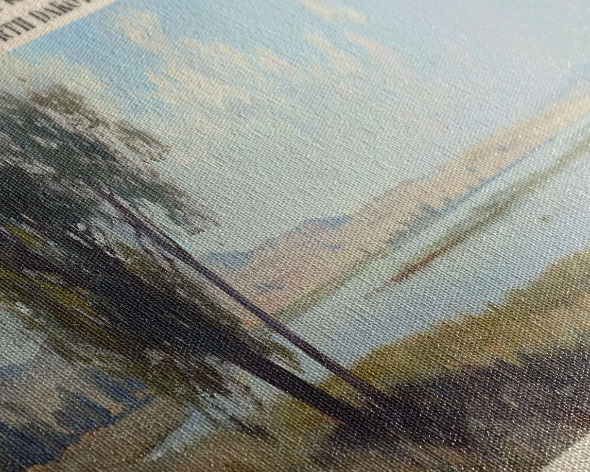 Lake Sakakawea, Boho Art, Beautiful Landscape, Travel Poster Art, Wall Art, Home Decor, Nature Scene, Lake Painting, Minimalist Art, Modern Art, Travel Print, Framed Canvas Print, Lake House Decor, Panoramic Print