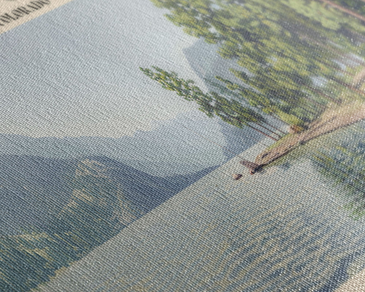 Lake San Cristobal, Boho Art, Beautiful Landscape, Travel Poster Art, Wall Art, Home Decor, Nature Scene, Lake Painting, Minimalist Art, Living Room Decor, Travel Print, Framed Canvas Print, Lake House Decor, Panoramic Print