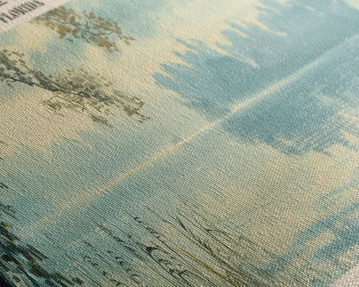 Lake Seminole, Boho Art, Scenic Landscape, Travel Poster Art, Wall Art, Home Decor, Nature Scene, Lake Painting, Minimalist Art, Contemporary Art, Travel Print, Framed Canvas Print, Lake House Decor, Panoramic Print