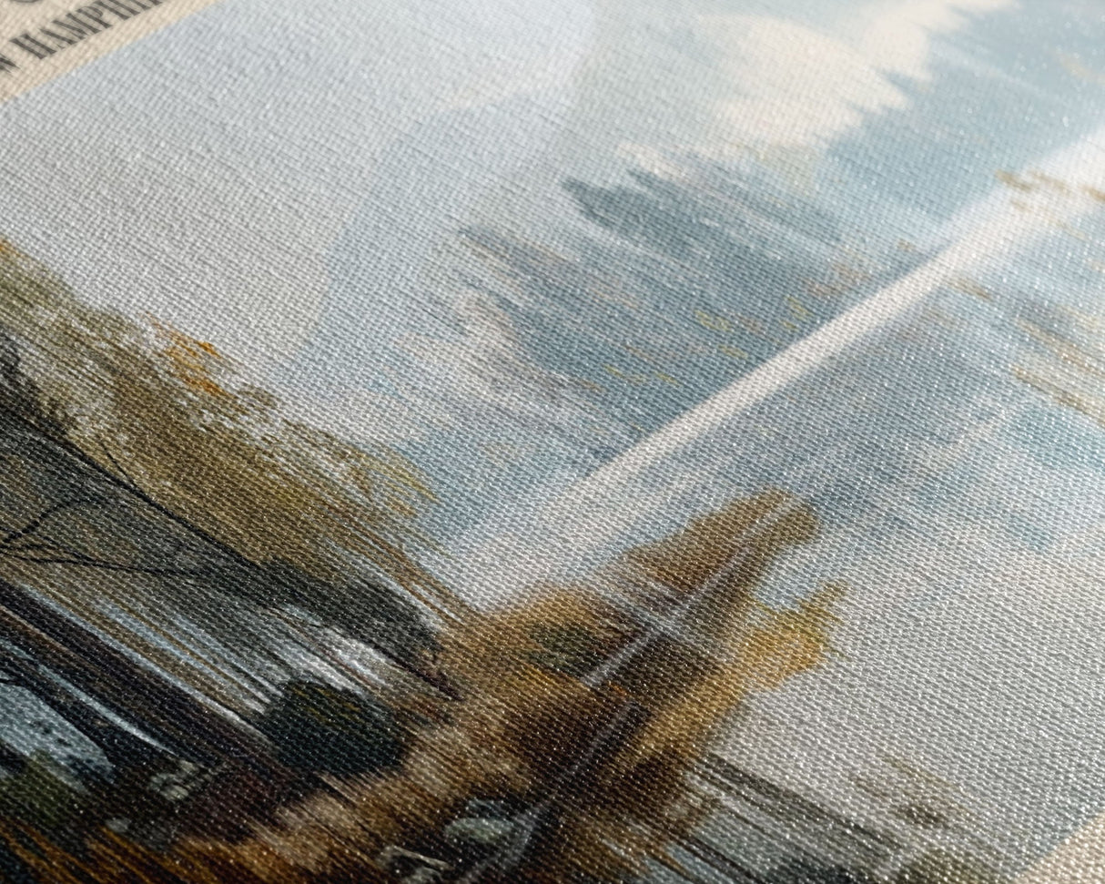 Lake Sunapee New Hampshire Framed Canvas Print, Lake House Decor, Panoramic Wall Art, Travel Poster, Scenic Landscape Painting, Living Room Decor