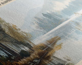 Lake Sunapee New Hampshire Framed Canvas Print, Lake House Decor, Panoramic Wall Art, Travel Poster, Scenic Landscape Painting, Living Room Decor