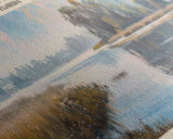 Lake Tarpon Florida Framed Canvas Print, Lake House Decor, Panoramic Wall Art, Travel Poster, Beautiful Landscape Painting, Living Room Decor