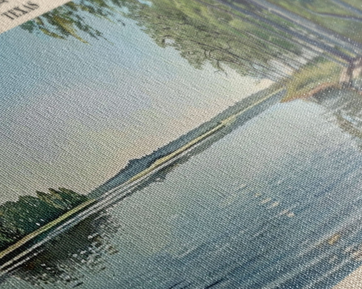 Lake Tawakoni Texas Framed Canvas Print, Lake House Decor, Panoramic Wall Art, Travel Poster, Stunning Landscape Painting, Bedroom Decor