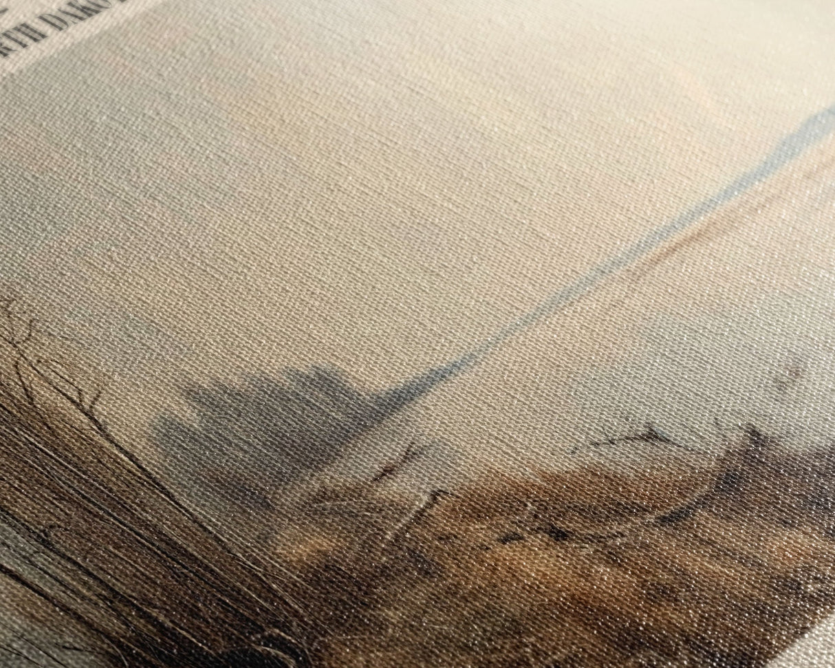 Lake Tewaukon North Dakota Framed Canvas Print, Lake House Decor, Panoramic Wall Art, Travel Poster, Scenic Landscape Painting, Contemporary Art