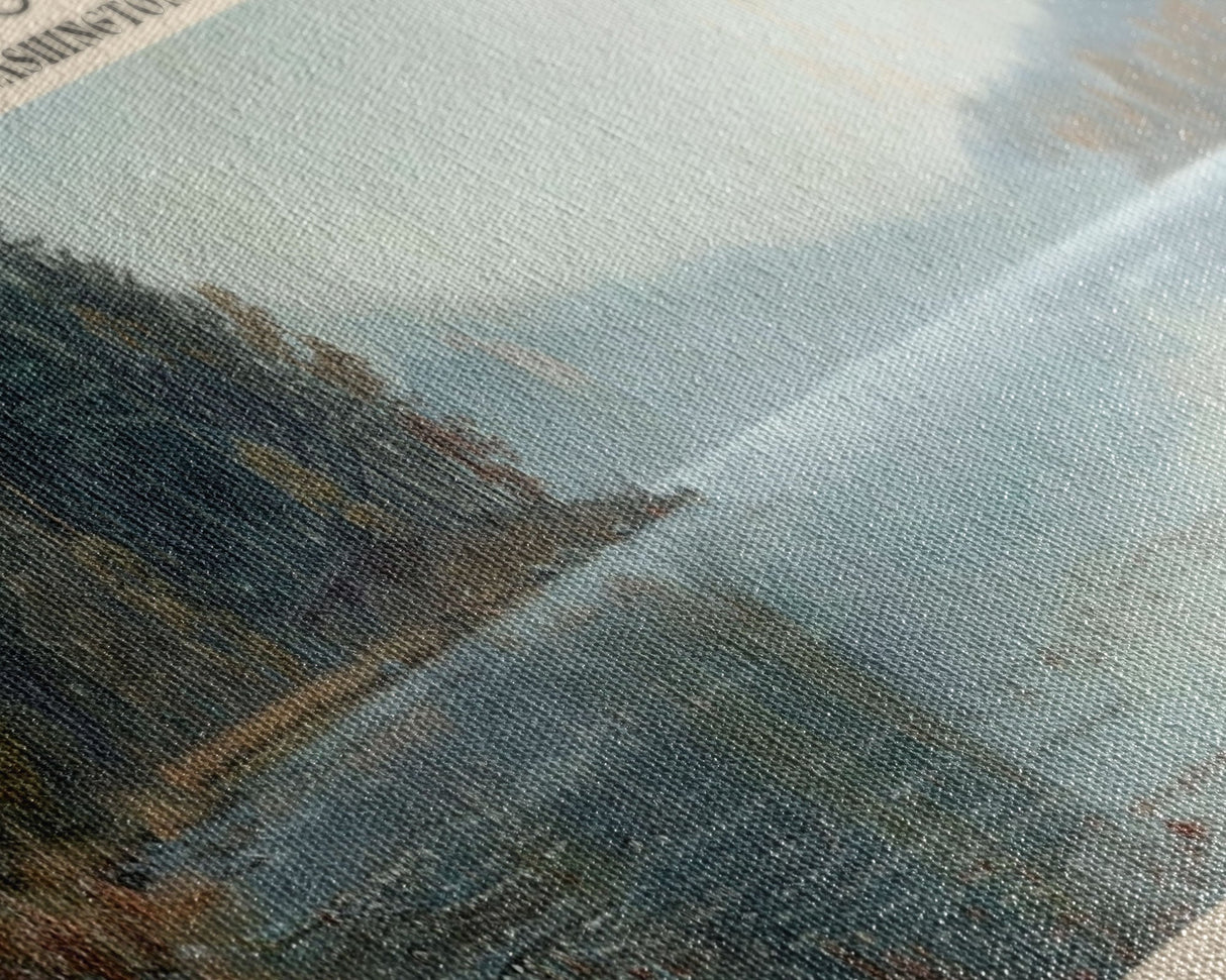 Lake Washington Washington Framed Canvas Print, Lake House Decor, Panoramic Wall Art, Travel Poster, Landscape Painting, Living Room Decor