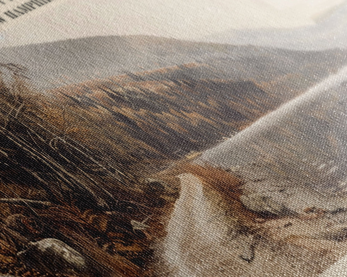 Lake Wentworth New Hampshire Framed Canvas Print, Lake House Decor, Panoramic Wall Art, Travel Poster, Scenic Landscape Painting, Rustic Art