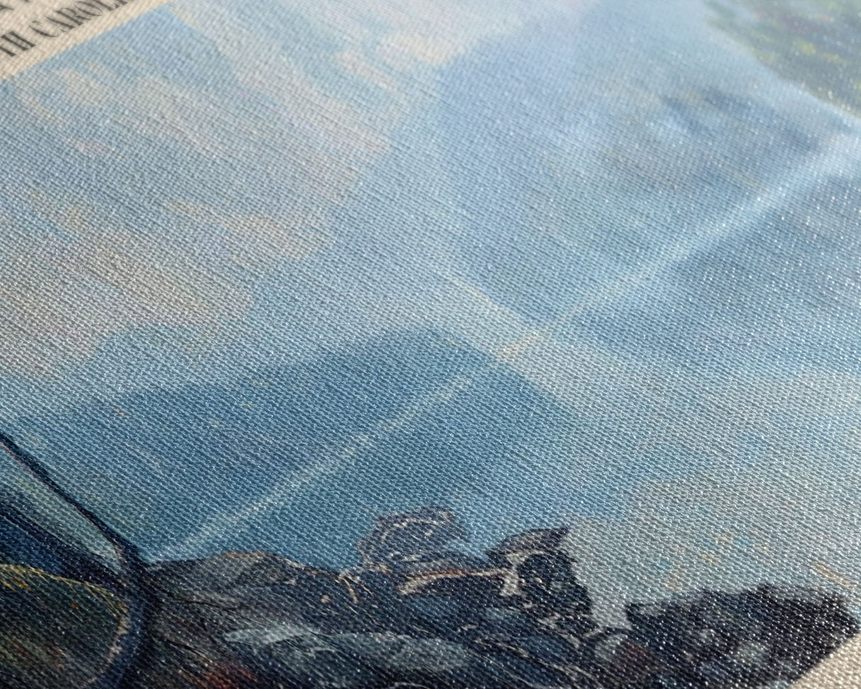 Lake William C Bowen South Carolina Framed Canvas Print, Lake House Decor, Panoramic Wall Art, Travel Poster, Landscape Painting, Bedroom Decor