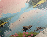 Big Chapman Lake Indiana Framed Canvas Print, Panoramic Travel Poster, Midcentury Modern Wall Art, Pop Art, Nature Lake House Art, Bedroom Decor