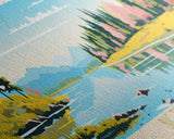 Big Trout Lake Ontario Framed Canvas Print, Panoramic Travel Poster, Midcentury Modern Wall Art, Pop Art, Nature Living Room Art, Lake House Decor