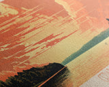 Cedar Creek Lake Kentucky Framed Canvas Print, Midcentury Modern Panoramic Wall Art, Living Room Decor, Pop Art, Travel Poster Art, Scenic Nature Painting, Lake House Decor