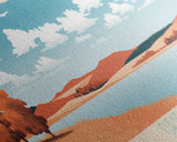 Cheney Reservoir Kansas Framed Canvas Print, Midcentury Modern Panoramic Wall Art, Living Room Decor, Pop Art, Travel Poster Art, Scenic Nature Painting, Lake House Decor