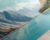 Convict Lake California Framed Canvas Print, Midcentury Modern Panoramic Wall Art, Living Room Decor, Pop Art, Travel Poster Art, Nature Art, Lake House Decor