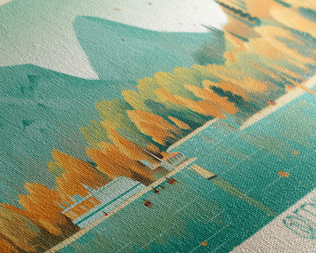 Greenwood Lake New York Framed Canvas Print, Panoramic Art, Midcentury Modern, Pop Art, Bedroom Decor, Travel Poster, Lake House Decor