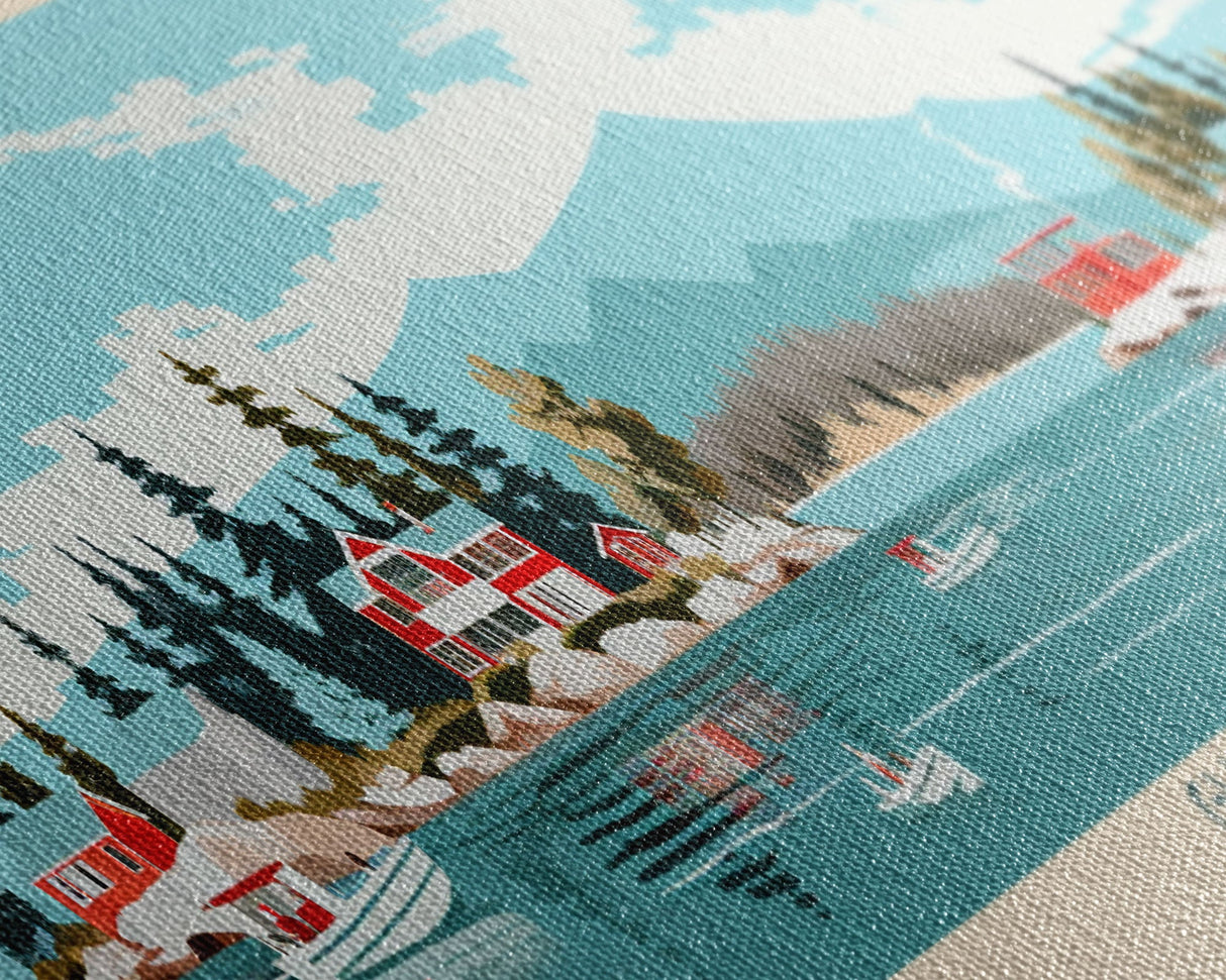 Gull Lake California Framed Canvas Print, Panoramic Art, Midcentury Modern, Pop Art, Bedroom Decor, Travel Poster, Lake View, Artistic Decor