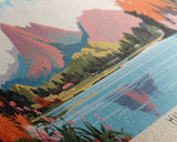 Halulu Lake Hawaii Framed Canvas Print, Panoramic Art, Midcentury Modern, Pop Art, Bedroom Decor, Travel Poster, Artistic Decor, Home Decor