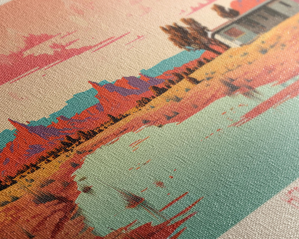 Heron Lake New Mexico Framed Canvas Print, Panoramic Art, Midcentury Modern, Pop Art, Bedroom Decor, Travel Poster, Artistic Decor, Home Decor