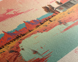 Heron Lake New Mexico Framed Canvas Print, Panoramic Art, Midcentury Modern, Pop Art, Bedroom Decor, Travel Poster, Artistic Decor, Home Decor