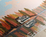 Jordan Lake North Carolina Framed Canvas Print, Panoramic Art, Midcentury Modern, Pop Art, Lake House Decor, Travel Poster, Living Room Art