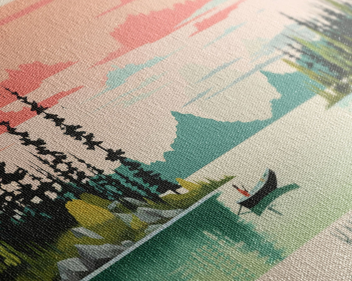 Kakisa Lake Northwest Territories Framed Canvas Print, Panoramic Art, Midcentury Modern, Pop Art, Living Room Decor, Travel Poster, Lake House Decor