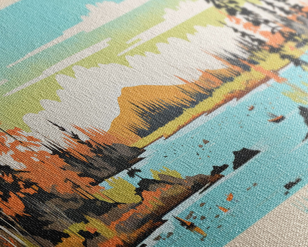 Kasba Lake Nunavut Framed Canvas Print, Panoramic Wall Art, Midcentury Modern, Pop Art, Bedroom Decor, Travel Poster, Home Decor