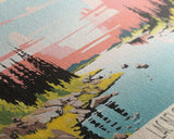 Lac Belot Northwest Territories Framed Canvas Print, Panoramic Wall Art, Midcentury Modern, Pop Art, Lake House Art, Travel Poster, Living Room Decor