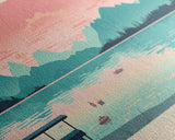 Lake George Florida Framed Canvas Print, Panoramic Wall Art, Midcentury Modern, Pop Art, Bedroom Decor, Travel Poster, Living Room Art