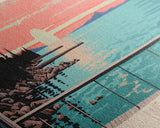 Lake Metigoshe North Dakota Framed Canvas Print, Panoramic Wall Art, Midcentury Modern, Pop Art, Living Room Decor, Travel Poster