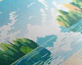 Lake Nipissing Ontario Framed Canvas Print, Panoramic Wall Art, Midcentury Modern, Pop Art, Bedroom Art, Travel Poster, Lake House Decor