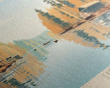 Lake Sinclair Georgia Framed Canvas Print, Panoramic Wall Art, Midcentury Modern, Pop Art, Living Room Decor, Travel Poster, Lake House Art