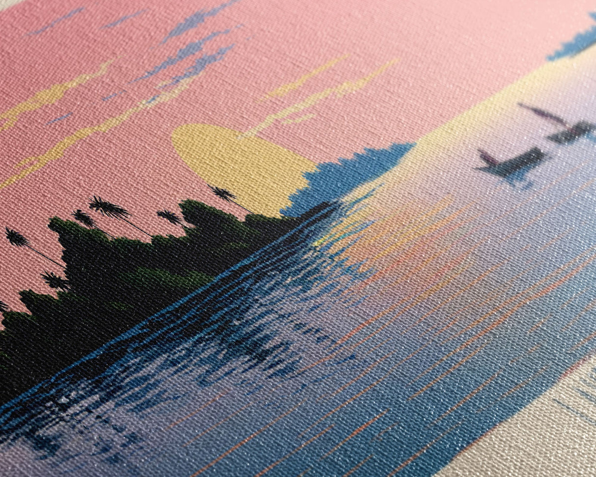 Lake Tarpon Florida Framed Canvas Print, Panoramic Wall Art, Midcentury Modern, Pop Art, Living Room Decor, Travel Poster, Lake House Art