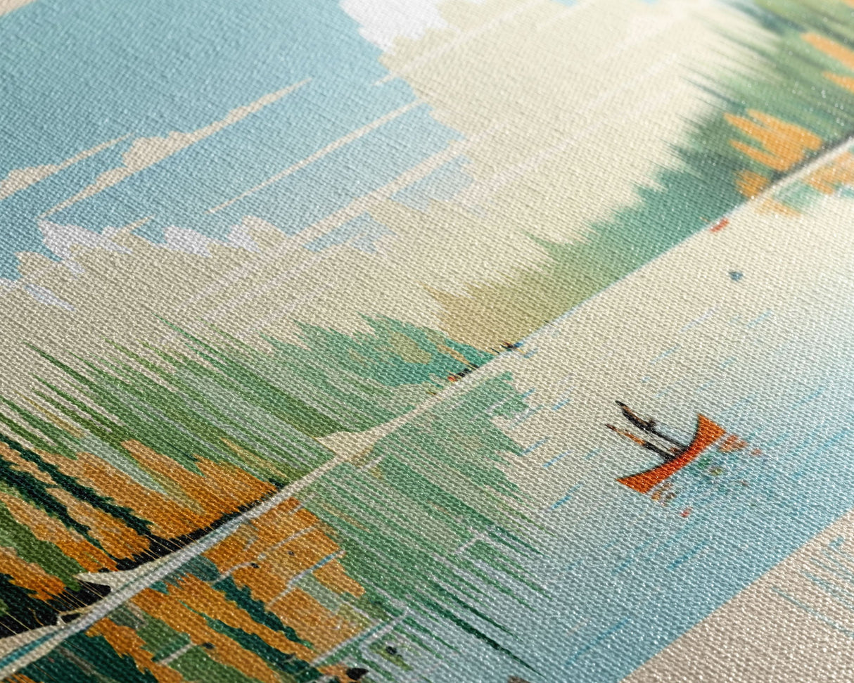 Lake Tewaukon North Dakota Framed Canvas Print, Panoramic Wall Art, Midcentury Modern, Pop Art, Living Room Decor, Travel Poster, Lake House Art